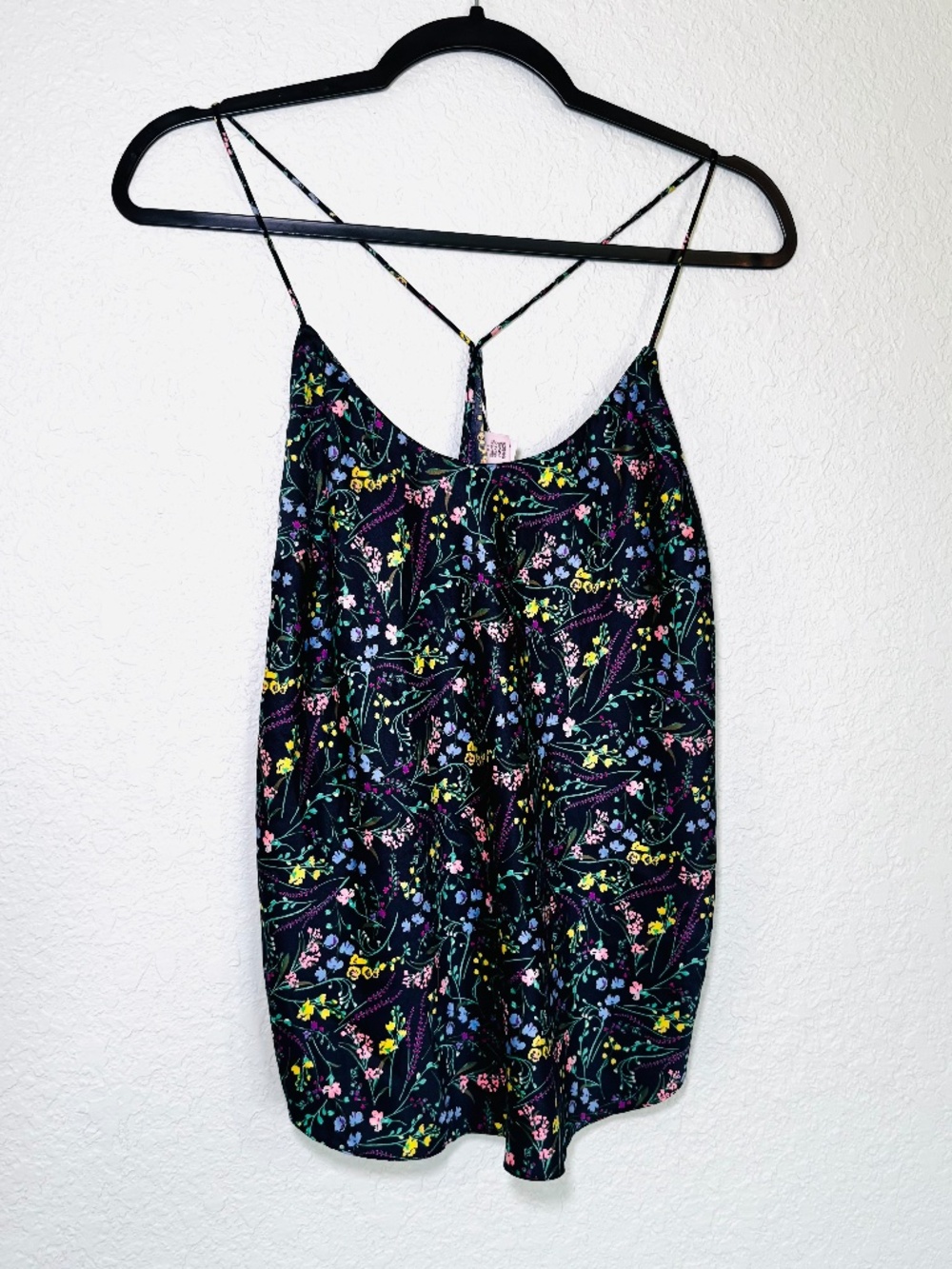 Victoria's Secret Very Sexy Cami Large Black Floral Satin Racerback Lingerie Top